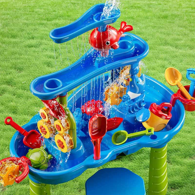 Mesa de juego sensorial con cascada