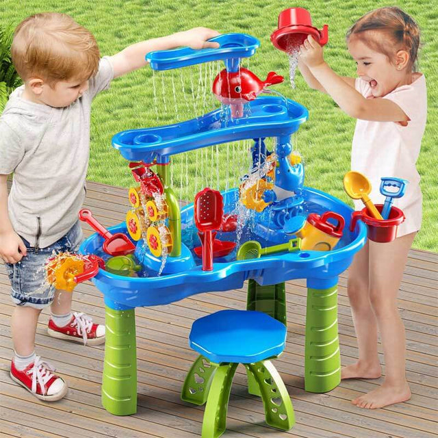 Mesa de juego sensorial con cascada