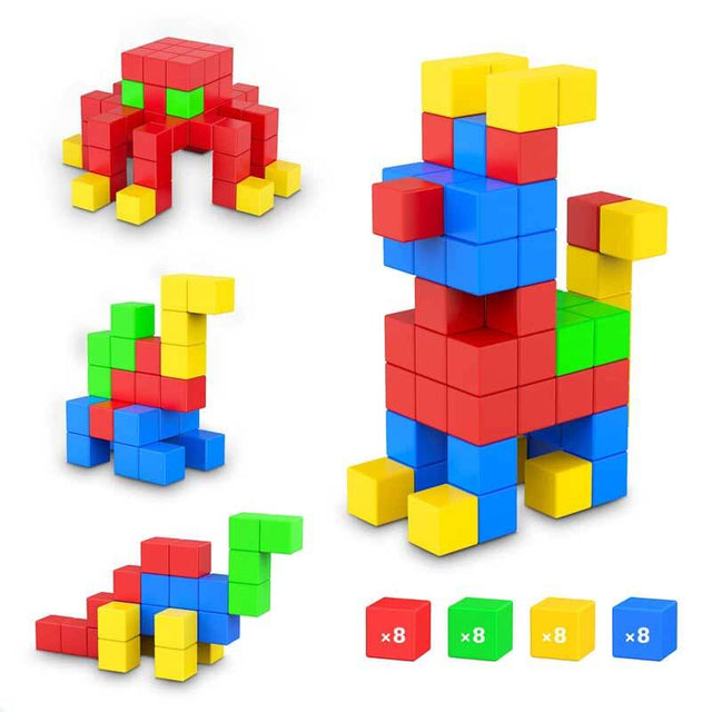 64 PCS Cube Magnetic Blocks Toddler Toys Sensory Toys Magnetic Building Blocks Toys for Toddlers 3 4 5 6 7 8+ Years Old Boys Girls | Shinymarch