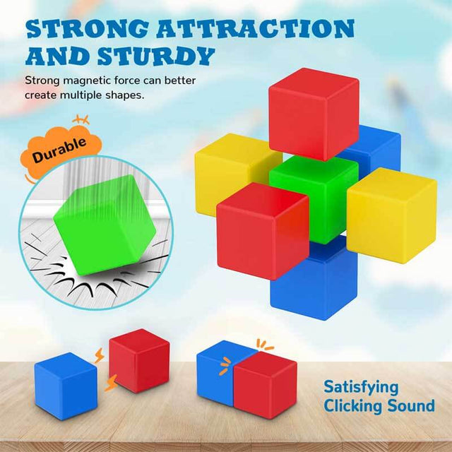 64 PCS Cube Magnetic Blocks Toddler Toys Sensory Toys Magnetic Building Blocks Toys for Toddlers 3 4 5 6 7 8+ Years Old Boys Girls | Shinymarch