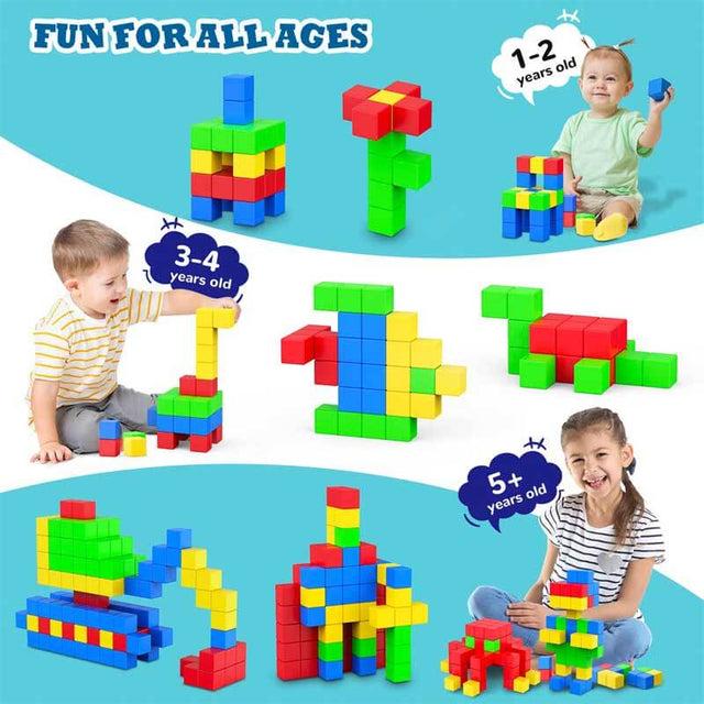 64 PCS Cube Magnetic Blocks Toddler Toys Sensory Toys Magnetic Building Blocks Toys for Toddlers 3 4 5 6 7 8+ Years Old Boys Girls | Shinymarch