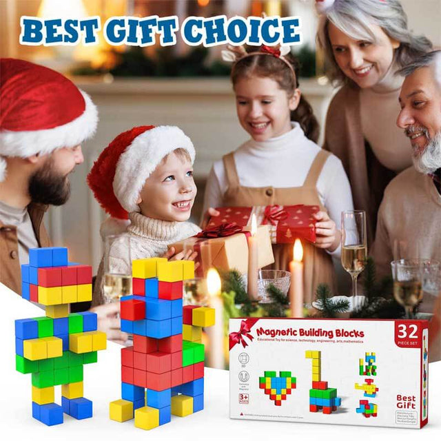 64 PCS Cube Magnetic Blocks Toddler Toys Sensory Toys Magnetic Building Blocks Toys for Toddlers 3 4 5 6 7 8+ Years Old Boys Girls | Shinymarch