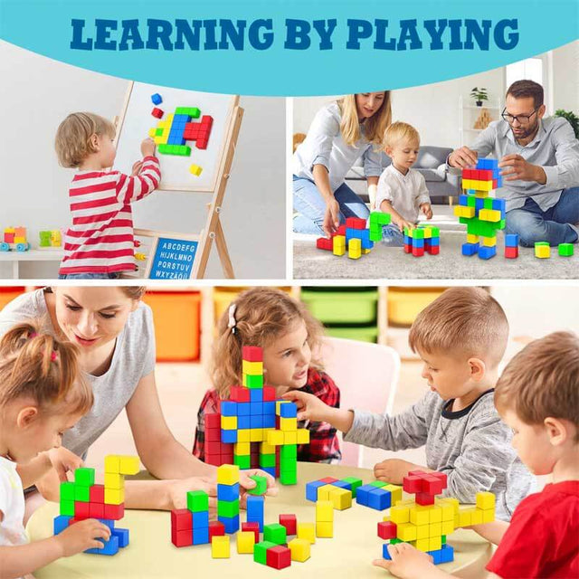 64 PCS Cube Magnetic Blocks Toddler Toys Sensory Toys Magnetic Building Blocks Toys for Toddlers 3 4 5 6 7 8+ Years Old Boys Girls | Shinymarch