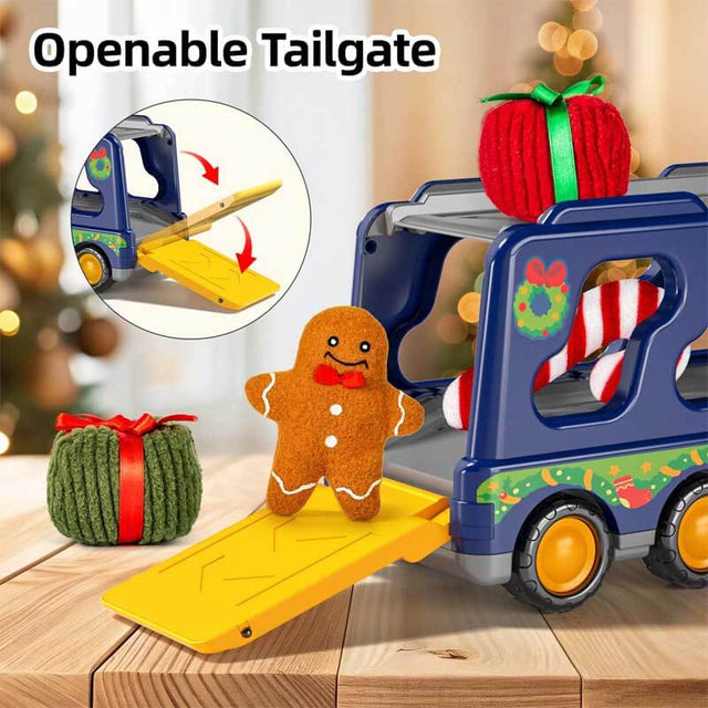 Christmas-Truck Toys Sets for 3 4 5 6 Years Old Boys - Friction Powered Toy Cars with Christmas Accessories Kids, Carrier Truck Toys for Boys, Car Toys, Gift Truck Toys for Toddlers 4-6 | Shinymarch