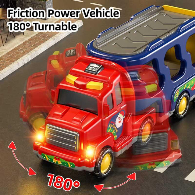 Christmas-Truck Toys Sets for 3 4 5 6 Years Old Boys - Friction Powered Toy Cars with Christmas Accessories Kids, Carrier Truck Toys for Boys, Car Toys, Gift Truck Toys for Toddlers 4-6 | Shinymarch