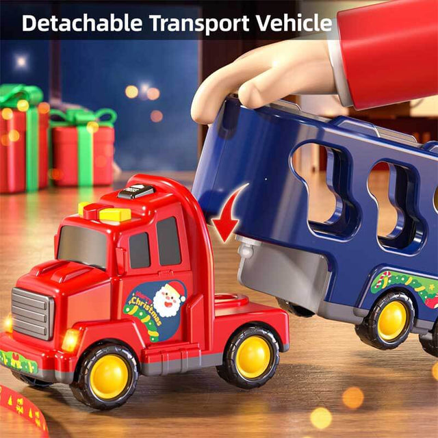 Christmas-Truck Toys Sets for 3 4 5 6 Years Old Boys - Friction Powered Toy Cars with Christmas Accessories Kids, Carrier Truck Toys for Boys, Car Toys, Gift Truck Toys for Toddlers 4-6 | Shinymarch