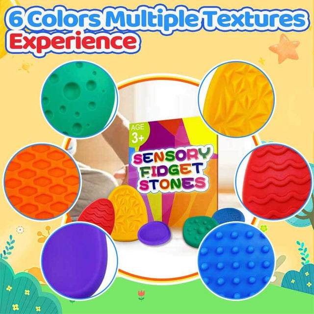 Sensory Fidget Toys for Kids Adults 24 PC Silicone Worry Stone Travel Toy for Autism ADHD Teens Calm Down Quiet Anxiety Fidgets for Classroom Stress Toy Christmas Stocking Stuffer Gift for Kid (24PC) | Shinymarch