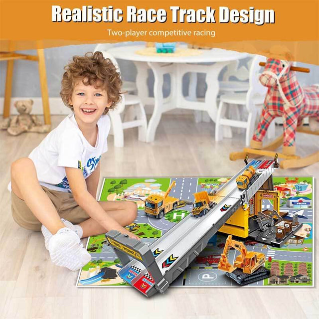 Race Tracks for Kids Ages 3-5, Racing Car Toys Set with Foldable 2 Layer Track and 6 Alloy Race Cars for Toddlers Boys, Best Birthday Xmas Gifts for Kids Age 3 4 5 6+ Years Old | Shinymarch