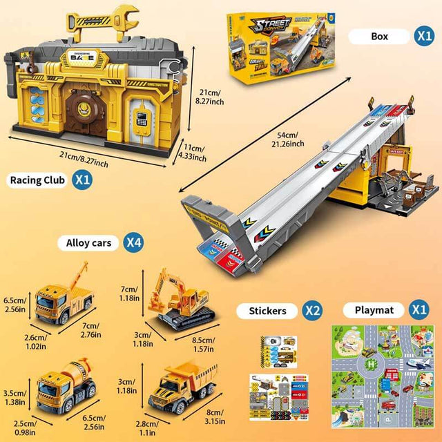 Race Tracks for Kids Ages 3-5, Racing Car Toys Set with Foldable 2 Layer Track and 6 Alloy Race Cars for Toddlers Boys, Best Birthday Xmas Gifts for Kids Age 3 4 5 6+ Years Old | Shinymarch
