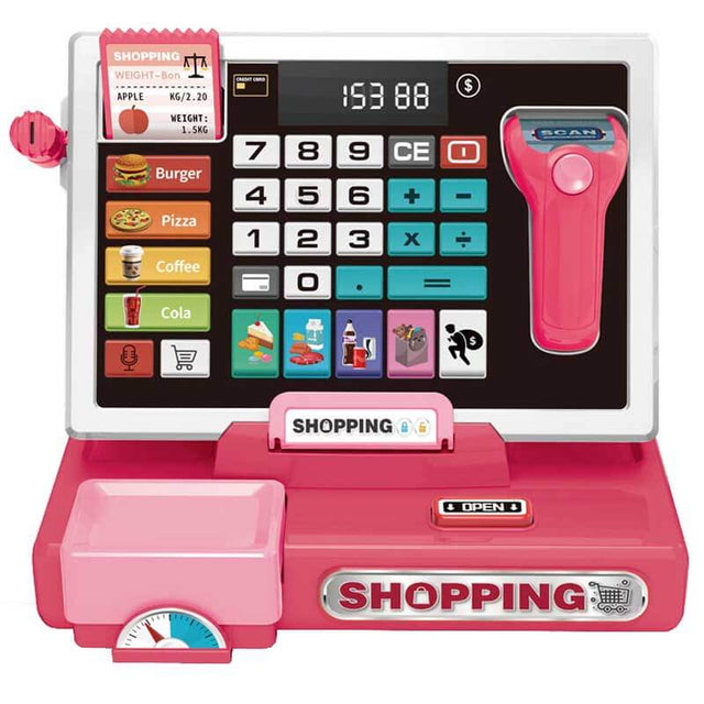 70Pcs Toy Cash Register for Kids Ages 4-8 with Scanner & Shopping Cart, Pretend Play Cash Register Playset for Girls Boys Toddler Grocery Store Set Christmas Girls for 3+ 4 5 6 7 8 Year Old | Shinymarch
