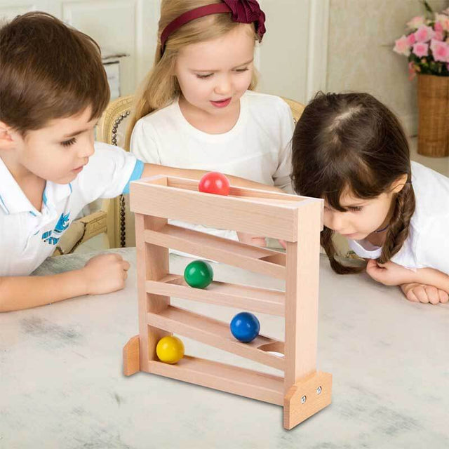Montessori Wooden Ball Drop Toy, Wooden Ball Tower for Kids, Wooden Ball Track Toy, Pound a Ball for Toddlers 1-3 Early Childhood Education Visual Tracking for Boys Girls Gift | Shinymarch