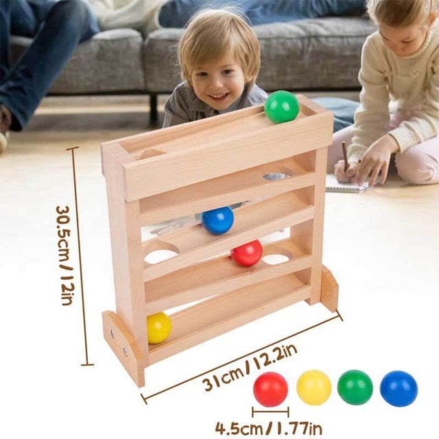 Montessori Wooden Ball Drop Toy, Wooden Ball Tower for Kids, Wooden Ball Track Toy, Pound a Ball for Toddlers 1-3 Early Childhood Education Visual Tracking for Boys Girls Gift | Shinymarch
