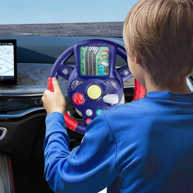 Racing Car Steering Wheel Toy, 26X26CM Racing Adventure Car Steering Wheel, Funny Kids Steering Wheel with Music Light, Educational Music Toy Steering Wheel Driving Controller, for Boys & Girls | Shinymarch