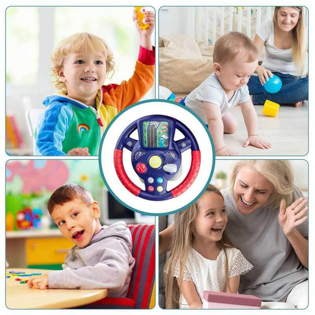 Racing Car Steering Wheel Toy, 26X26CM Racing Adventure Car Steering Wheel, Funny Kids Steering Wheel with Music Light, Educational Music Toy Steering Wheel Driving Controller, for Boys & Girls | Shinymarch