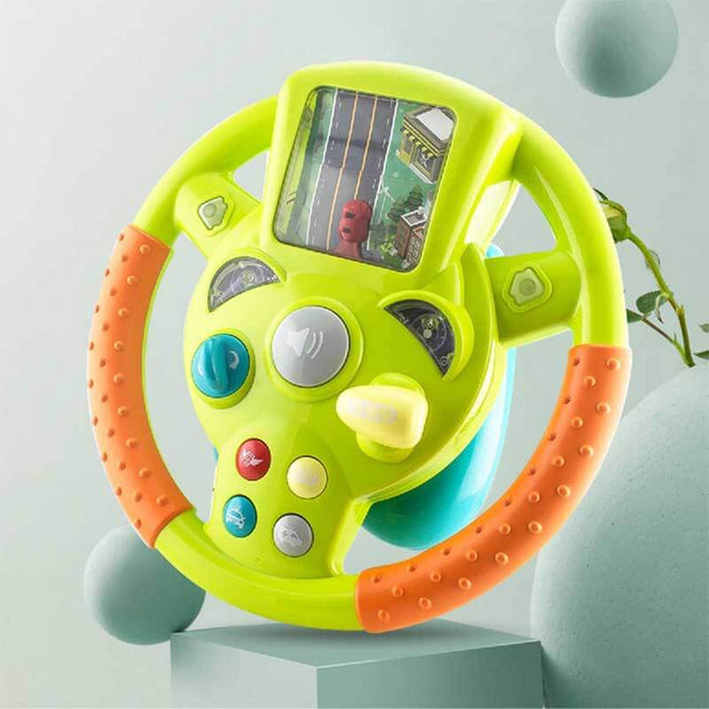 Racing Car Steering Wheel Toy, 26X26CM Racing Adventure Car Steering Wheel, Funny Kids Steering Wheel with Music Light, Educational Music Toy Steering Wheel Driving Controller, for Boys & Girls | Shinymarch