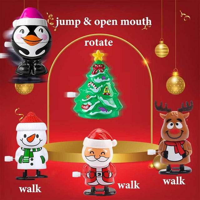 5 Pack Christmas Wind Up Toys, Christmas Stocking Stuffers Toys Assortment for Kids Women Party Favors Christmas Jumping Toys Party Favor Stocking Stuffers | Shinymarch