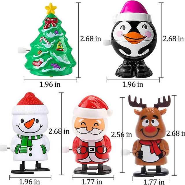 5 Pack Christmas Wind Up Toys, Christmas Stocking Stuffers Toys Assortment for Kids Women Party Favors Christmas Jumping Toys Party Favor Stocking Stuffers | Shinymarch