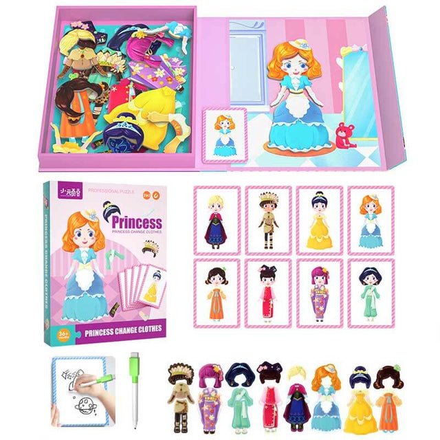 Wooden Magnetic Dress Up Puzzle, Road Trip Must Haves for Kids,Face Puzzle,Learning Toy for Children,Social Emotional Learning Activities | Shinymarch