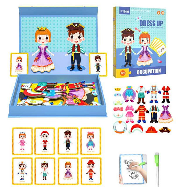 Wooden Magnetic Dress Up Puzzle, Road Trip Must Haves for Kids,Face Puzzle,Learning Toy for Children,Social Emotional Learning Activities | Shinymarch