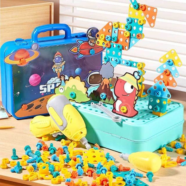 Creative Mosaic Drill Set for Kids, STEM Learning Toys, 3D Construction Engineering Building Blocks for Boys and Girls Ages 3 4 5 6 7 8 9 10 Year Old | Shinymarch