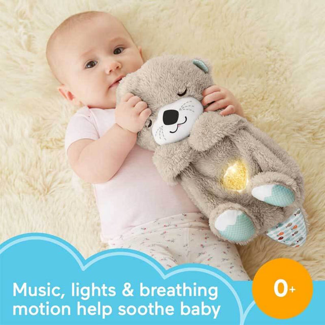 Breathing Otter Plush Baby Toy with Sensory Details Music Lights & Rhythmic Breathing Motion | Shinymarch