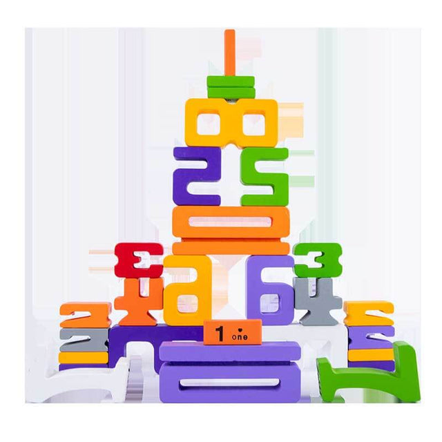 Wooden Digital Building Blocks 3+ Years Old Kids 1-10 Number Game Balance Competition Toy, Gift for Boys Girls | Shinymarch