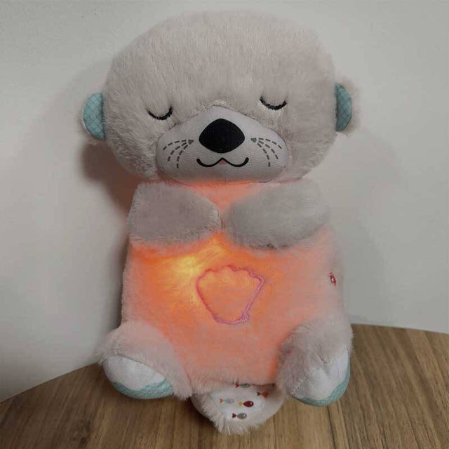 Breathing Otter Plush Baby Toy with Sensory Details Music Lights & Rhythmic Breathing Motion | Shinymarch