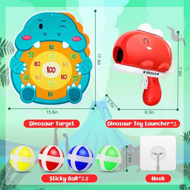Dinosaur Toy Launcher, Dinosaur Toy 18 Balls Indoor Outdoor Games Dart Board Toys, Dinosaur Toy Shoote for Boys Birthday | Shinymarch