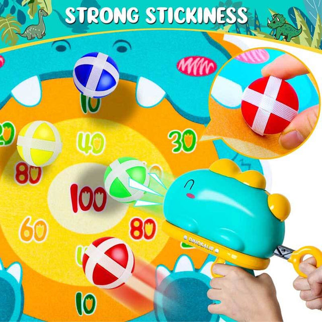 Dinosaur Toy Launcher, Dinosaur Toy 18 Balls Indoor Outdoor Games Dart Board Toys, Dinosaur Toy Shoote for Boys Birthday | Shinymarch