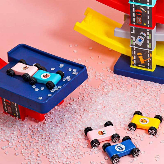 Gliding Car Toy Toddler Toys Car Ramp Toy Race Track Car Gifts Zig Zag Car Slide with 6 Ramps 8 Mini Cars- Racing Car Toys for Kids Boys Girls 3 4 5 6 | Shinymarch