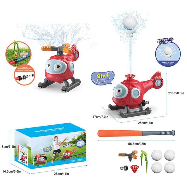 Water Sprinkler Baseball Toy for Kids Outdoor Play Summer 360° Roating Spray Water Game Backyard Lawn Pool Party Fun | Shinymarch