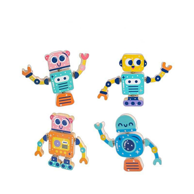 Wooden Robot Assembly Toy - Educational and Creative Building Kit for Kids, Safe and Durable with Rotating Joints, Perfect for Play and Room Decoration | Shinymarch