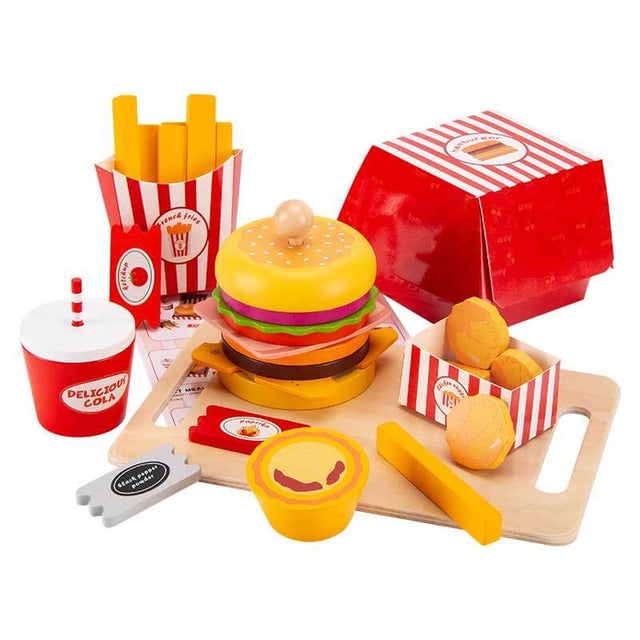 Wooden Kids' Pretend Play Hamburger Meal Set: Inspire Imaginative Play & Skills Development | Shinymarch