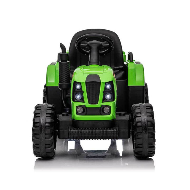Green Ride on Tractor with Trailer,12V Battery Powered Electric Tractor Toy w/Remote Control,electric car for kids,Three speed adjustable,Power display, USB,MP3 ,Bluetooth,LED light,Two-point safety belt | Shinymarch