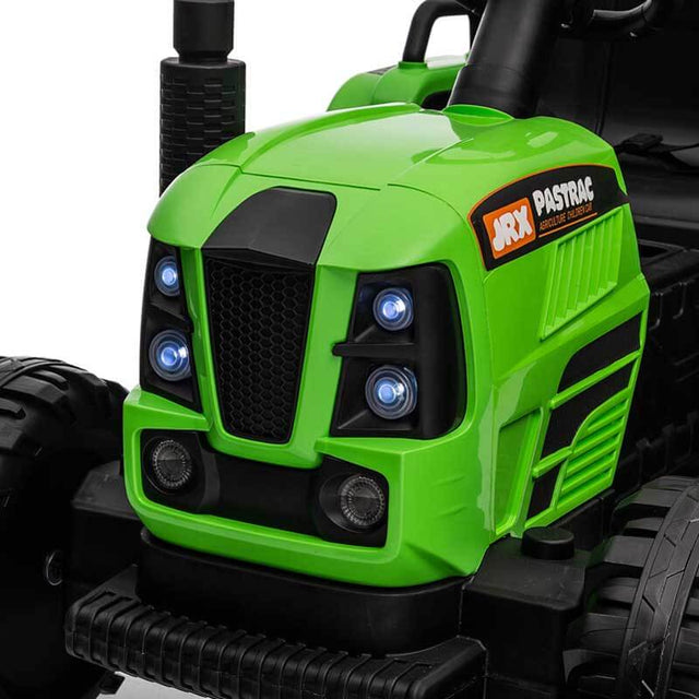 Green Ride on Tractor with Trailer,12V Battery Powered Electric Tractor Toy w/Remote Control,electric car for kids,Three speed adjustable,Power display, USB,MP3 ,Bluetooth,LED light,Two-point safety belt | Shinymarch