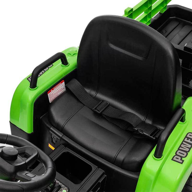 Green Ride on Tractor with Trailer,12V Battery Powered Electric Tractor Toy w/Remote Control,electric car for kids,Three speed adjustable,Power display, USB,MP3 ,Bluetooth,LED light,Two-point safety belt | Shinymarch