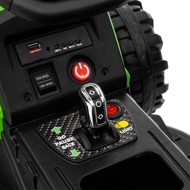Green Ride on Tractor with Trailer,12V Battery Powered Electric Tractor Toy w/Remote Control,electric car for kids,Three speed adjustable,Power display, USB,MP3 ,Bluetooth,LED light,Two-point safety belt | Shinymarch