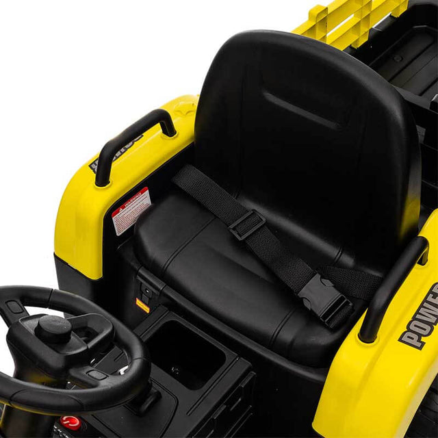 Yellow Ride on Tractor with Trailer,12V Battery Powered Electric Tractor Toy w/Remote Control,electric car for kids,Three speed adjustable,Power display, USB,MP3 ,Bluetooth,LED light,Two-point safety belt | Shinymarch
