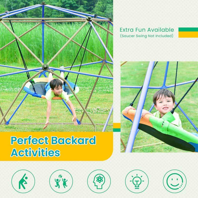Kids Climbing Dome Tower - 12 ft Jungle Gym Geometric Playground Dome Climber Monkey Bars Play Center, Rust & UV Resistant Steel Supporting 1000 LBS | Shinymarch
