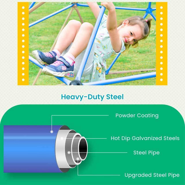 Kids Climbing Dome Tower - 12 ft Jungle Gym Geometric Playground Dome Climber Monkey Bars Play Center, Rust & UV Resistant Steel Supporting 1000 LBS | Shinymarch