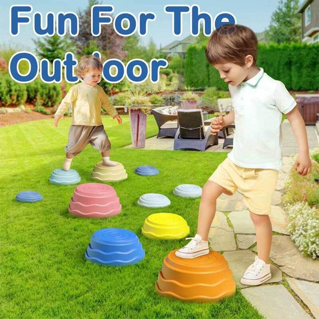 Stepping Stones for Kids, 5pcs Non-Slip Durable Balance River Stones and 3pcs Cloth Toys, Obstacle Course Coordination Game Toys for Toddler Ages 3 4 5 6 7 8, Indoor or Outdoor Play | Shinymarch
