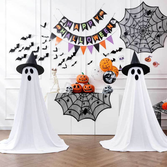 2Packs Halloween Decorations Outdoor,Halloween Party Decorations Indoor,Spooky Ghost Decor with Remote Control String Lights,Halloween Ghost Lights for Porches Yards Gardens Lawn | Shinymarch