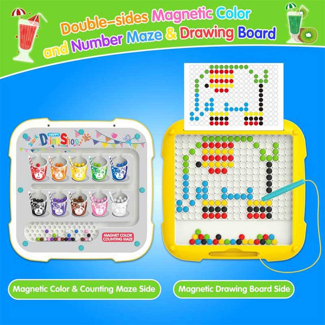2 in 1 Magnetic Color and Number Maze & Drawing Board, Toddler Toys 2-3 3-5 Montessori Learning Toys for Toddlers 2-4 Years, 2 Uses Color Matching Counting Toddler Activities | Shinymarch