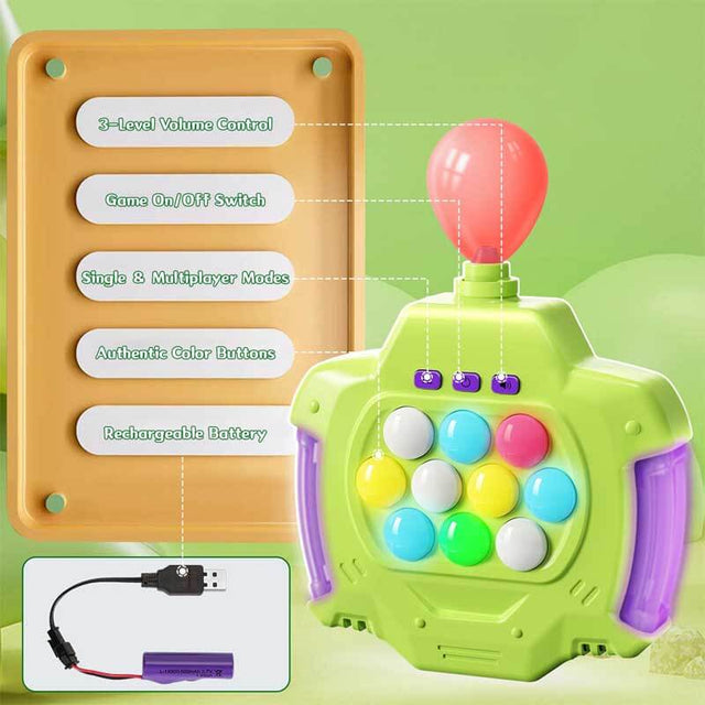 Fast Push Puzzle Game Console, Light up Handheld Pop it Fidget Toy for Kids 3-12, Funny Birthday Gifts for Girls and Boys | Shinymarch
