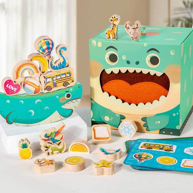 Animal Stacking Building Blocks - Animal Stacking Toy, Animal Stacking Building Blocks - Dinosaur Design Stacking Balance Game - Animal Stacking Toys Balance Game for Girls, Boys, Kids Aged 3+ | Shinymarch