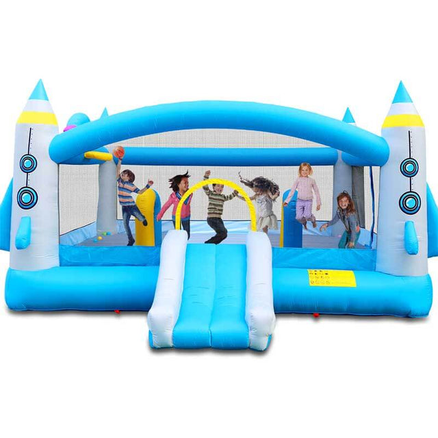 Multifunctional Jump 'n Slide Inflatable Bouncer for Kids Complete Setup with Blower - 198" x 180" Play Area - 96" Tall | Shinymarch