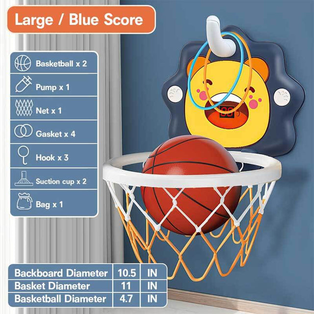 Toddlers Kids Boys Mini Basketball Hoop Toys Indoor,Adjustable Height,Space-Saving,Christmas Birthday Gifts,Kids Toys Boys 3-4-5-6-7-8 Years Old (Blue, Large Score) | Shinymarch