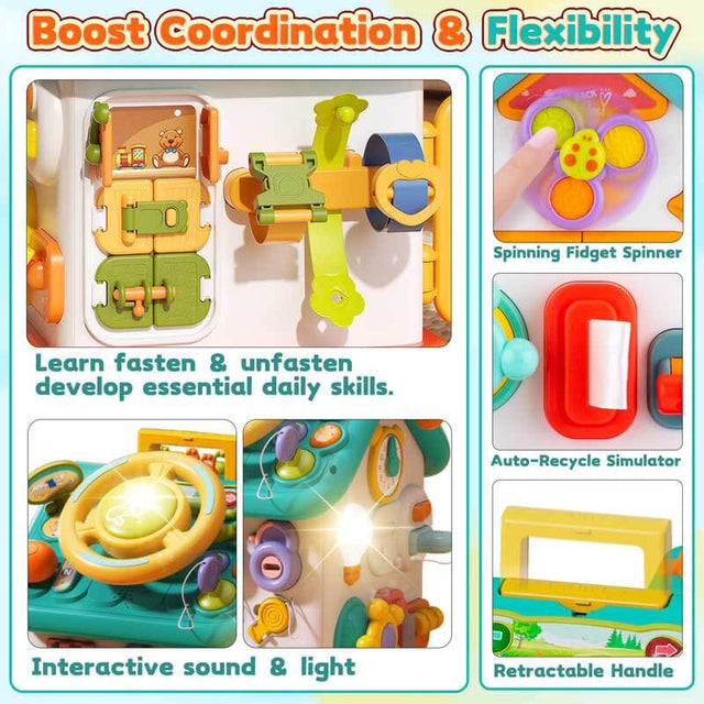 Montessori Musical Busy House Toy for 1 2 3 Year Old Baby Toddlers, Multi-Functional Cube Sensory Large House Set - Learning Educational Activity Toys for Boys Girls Kids Age 18+ Months Birthday Gifts | Shinymarch