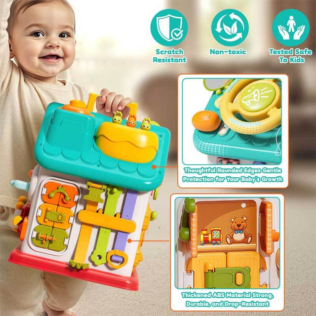 Montessori Musical Busy House Toy for 1 2 3 Year Old Baby Toddlers, Multi-Functional Cube Sensory Large House Set - Learning Educational Activity Toys for Boys Girls Kids Age 18+ Months Birthday Gifts | Shinymarch