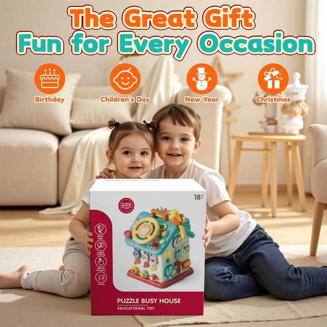 Montessori Musical Busy House Toy for 1 2 3 Year Old Baby Toddlers, Multi-Functional Cube Sensory Large House Set - Learning Educational Activity Toys for Boys Girls Kids Age 18+ Months Birthday Gifts | Shinymarch